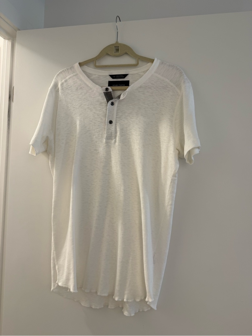 Wings + Horns White Short-Sleeve Henley Tee